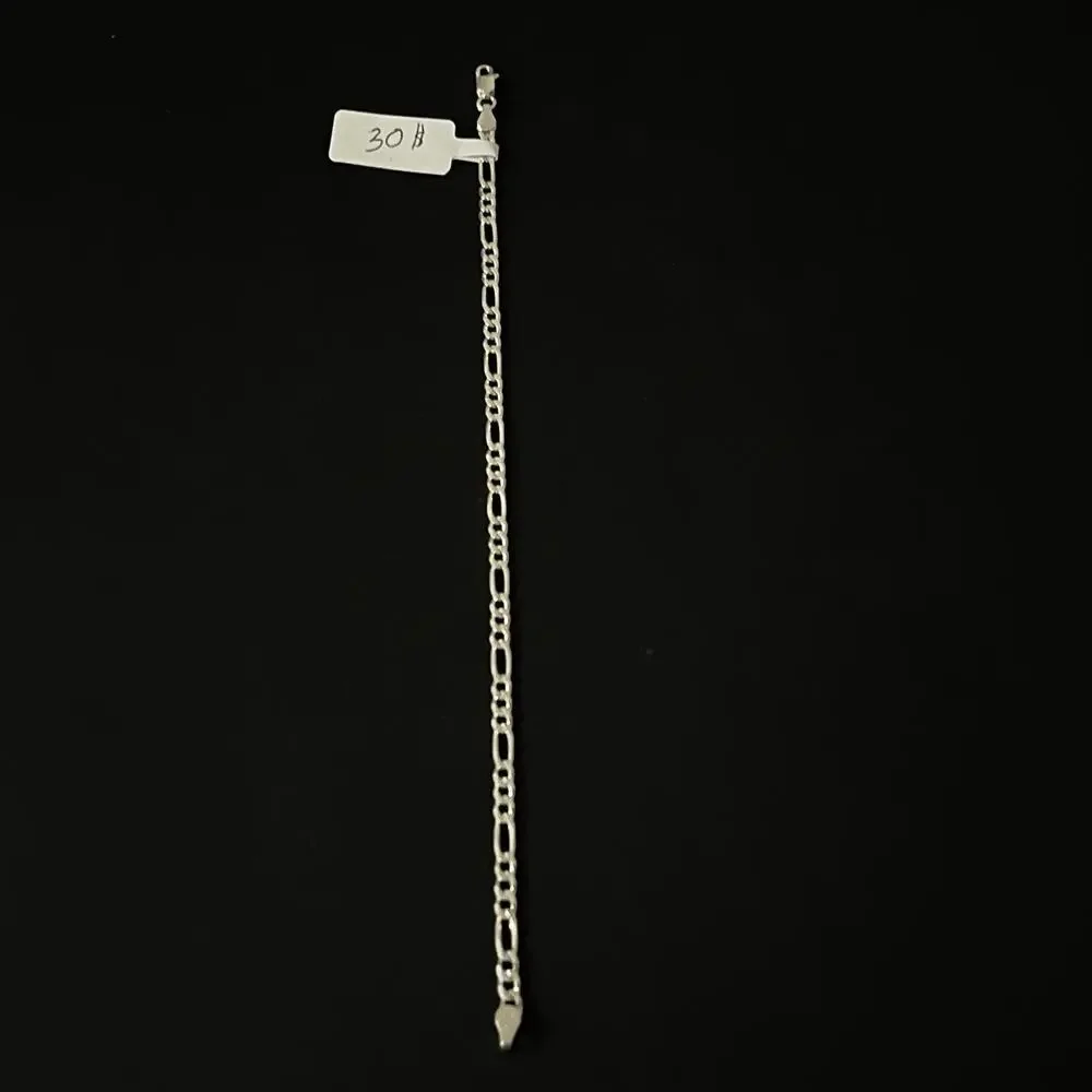 Esclava De Plata 925 Con Diseño Fígaro,Silver Bracelet - 8 Inch